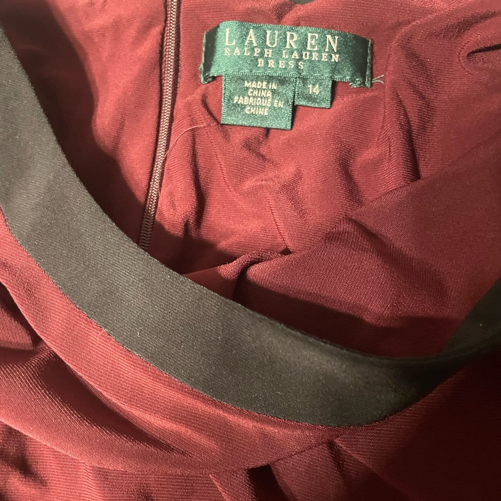 Lauren Ralph Lauren Burgundy & Black Sleeveless Sheath Dress – Size 14 - Picture 3 of 6